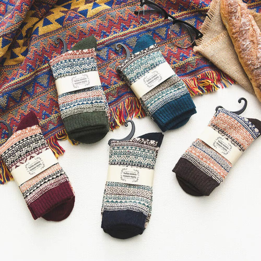 5 Pairs Mens Nordic Thermal Socks Winter Warm Thick Walking Hike Colorful Socks
