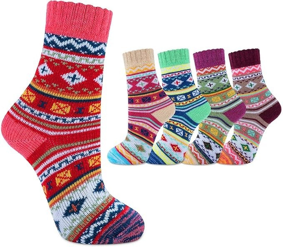 BENUAN Thermal Women’S Warm Winter Socks, 5 Pairs Vintage Soft Thermal Gift Set