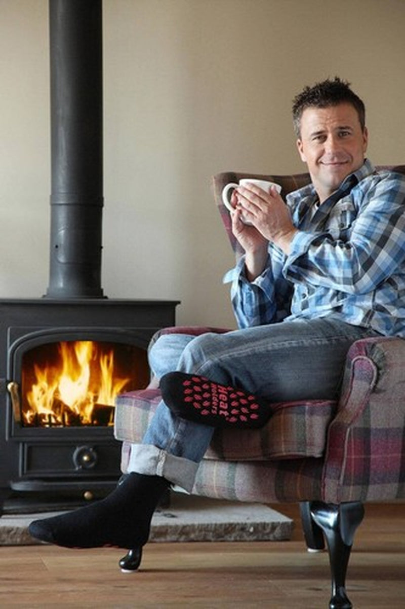 Heat Holders - Mens BIGFOOT Thermal Non Slip Slipper Socks with Gripper Sole