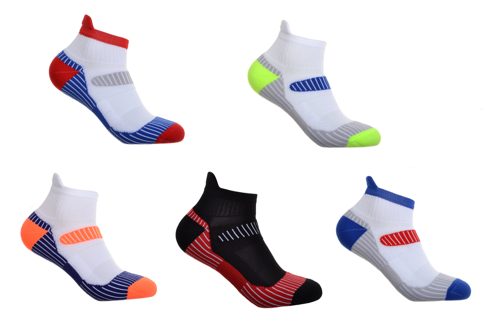 5 Pairs of Mens Running Socks - Ankle & Arch Support, Padded, Lightweight