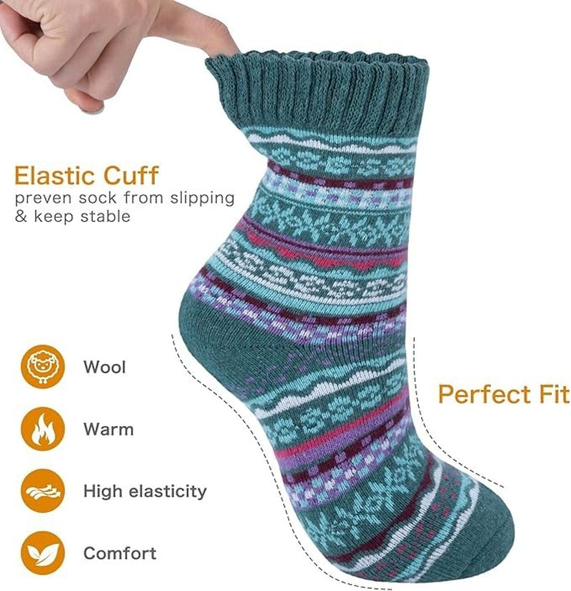 BENUAN Thermal Women’S Warm Winter Socks, 5 Pairs Vintage Soft Thermal Gift Set