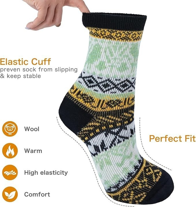 BENUAN Thermal Women’S Warm Winter Socks, 5 Pairs Vintage Soft Thermal Gift Set