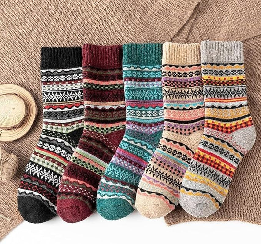 BENUAN Thermal Women’S Warm Winter Socks, 5 Pairs Vintage Soft Thermal Gift Set