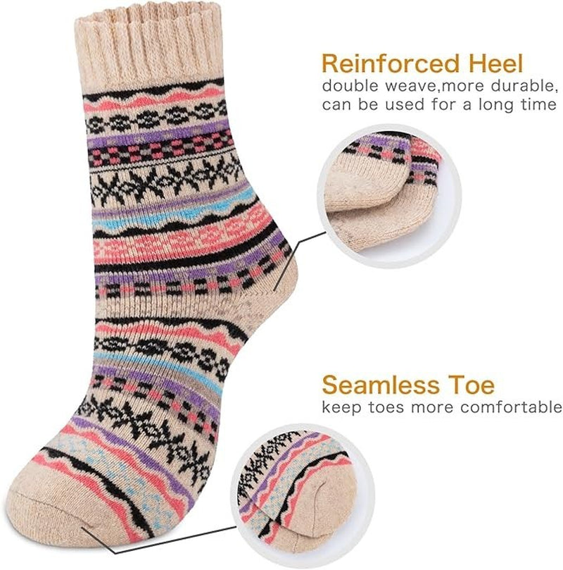 BENUAN Thermal Women’S Warm Winter Socks, 5 Pairs Vintage Soft Thermal Gift Set