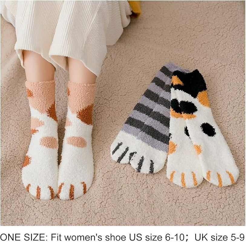 FEPITO Socks Women’S Winter Fluffy Bed Socks – 4 Pairs Cozy Fuzzy Slipper Socks