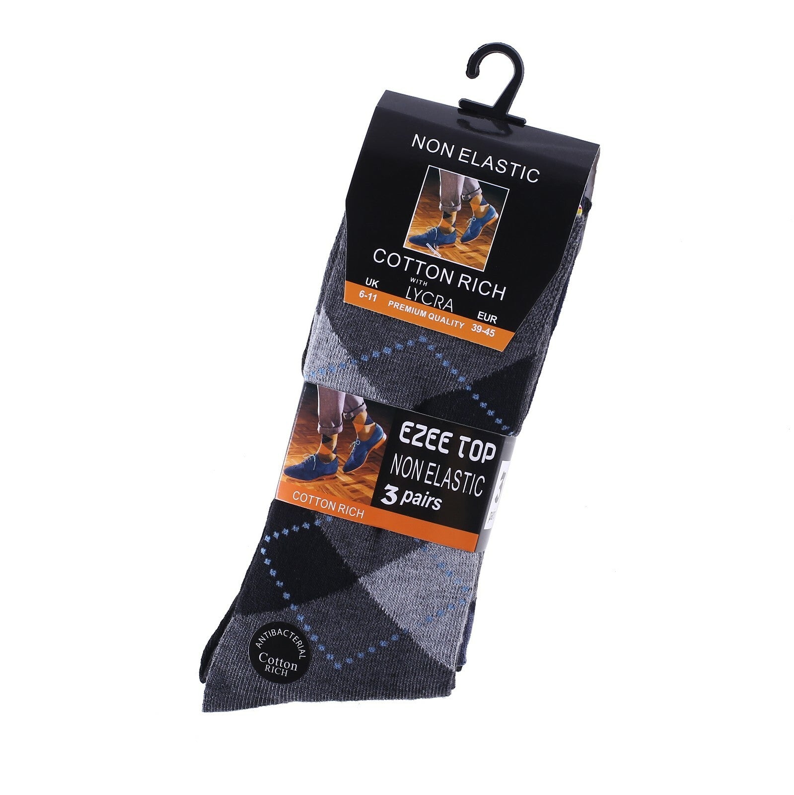 12 Pair Men'S Socks Non Elastic Office Suit Cotton Rich Argyle Diamond Size 6-11