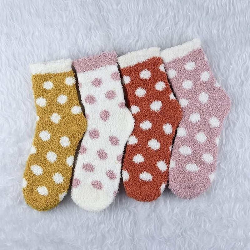 FEPITO Socks Women’S Winter Fluffy Bed Socks – 4 Pairs Cozy Fuzzy Slipper Socks
