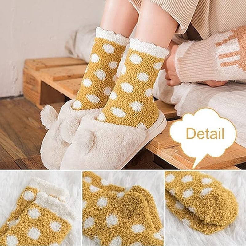FEPITO Socks Women’S Winter Fluffy Bed Socks – 4 Pairs Cozy Fuzzy Slipper Socks