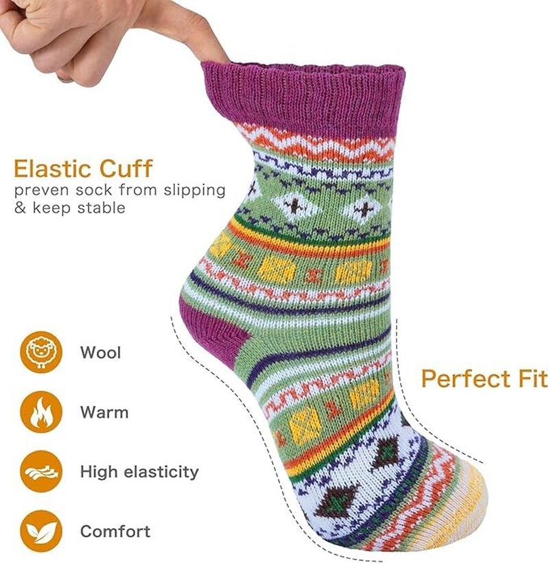 BENUAN Thermal Women’S Warm Winter Socks, 5 Pairs Vintage Soft Thermal Gift Set
