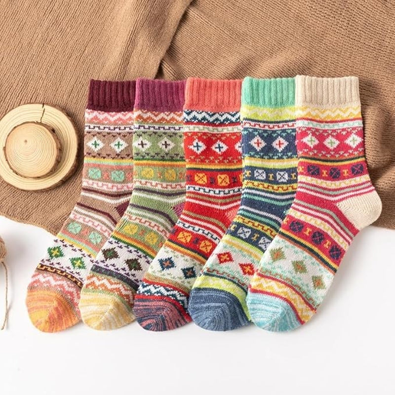 BENUAN Thermal Women’S Warm Winter Socks, 5 Pairs Vintage Soft Thermal Gift Set