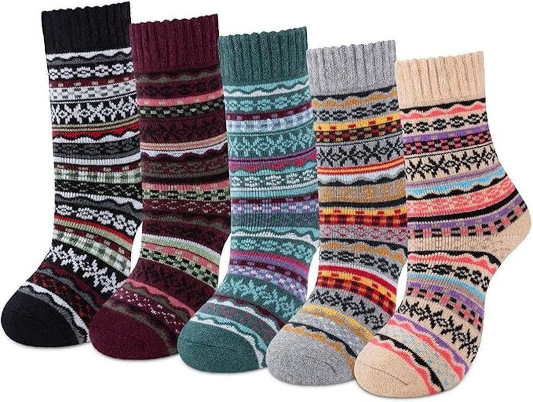BENUAN Thermal Women’S Warm Winter Socks, 5 Pairs Vintage Soft Thermal Gift Set