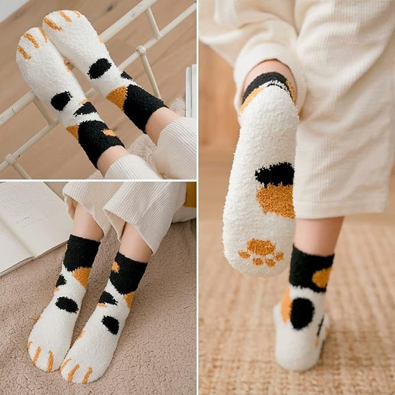 FEPITO Socks Women’S Winter Fluffy Bed Socks – 4 Pairs Cozy Fuzzy Slipper Socks
