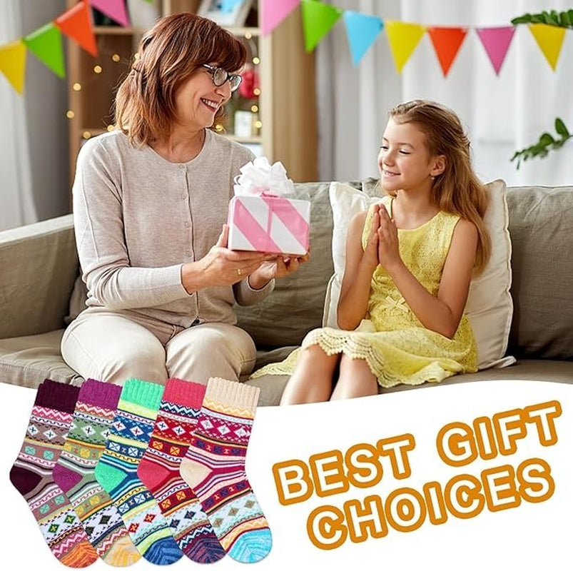 BENUAN Thermal Women’S Warm Winter Socks, 5 Pairs Vintage Soft Thermal Gift Set