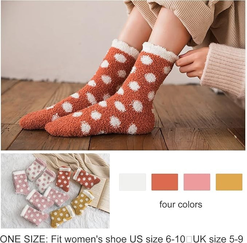 FEPITO Socks Women’S Winter Fluffy Bed Socks – 4 Pairs Cozy Fuzzy Slipper Socks