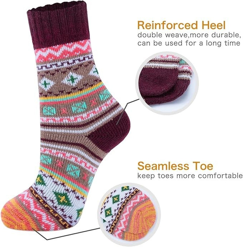 BENUAN Thermal Women’S Warm Winter Socks, 5 Pairs Vintage Soft Thermal Gift Set