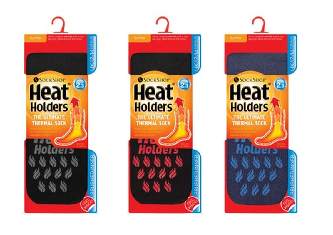 Heat Holders - Mens BIGFOOT Thermal Non Slip Slipper Socks with Gripper Sole