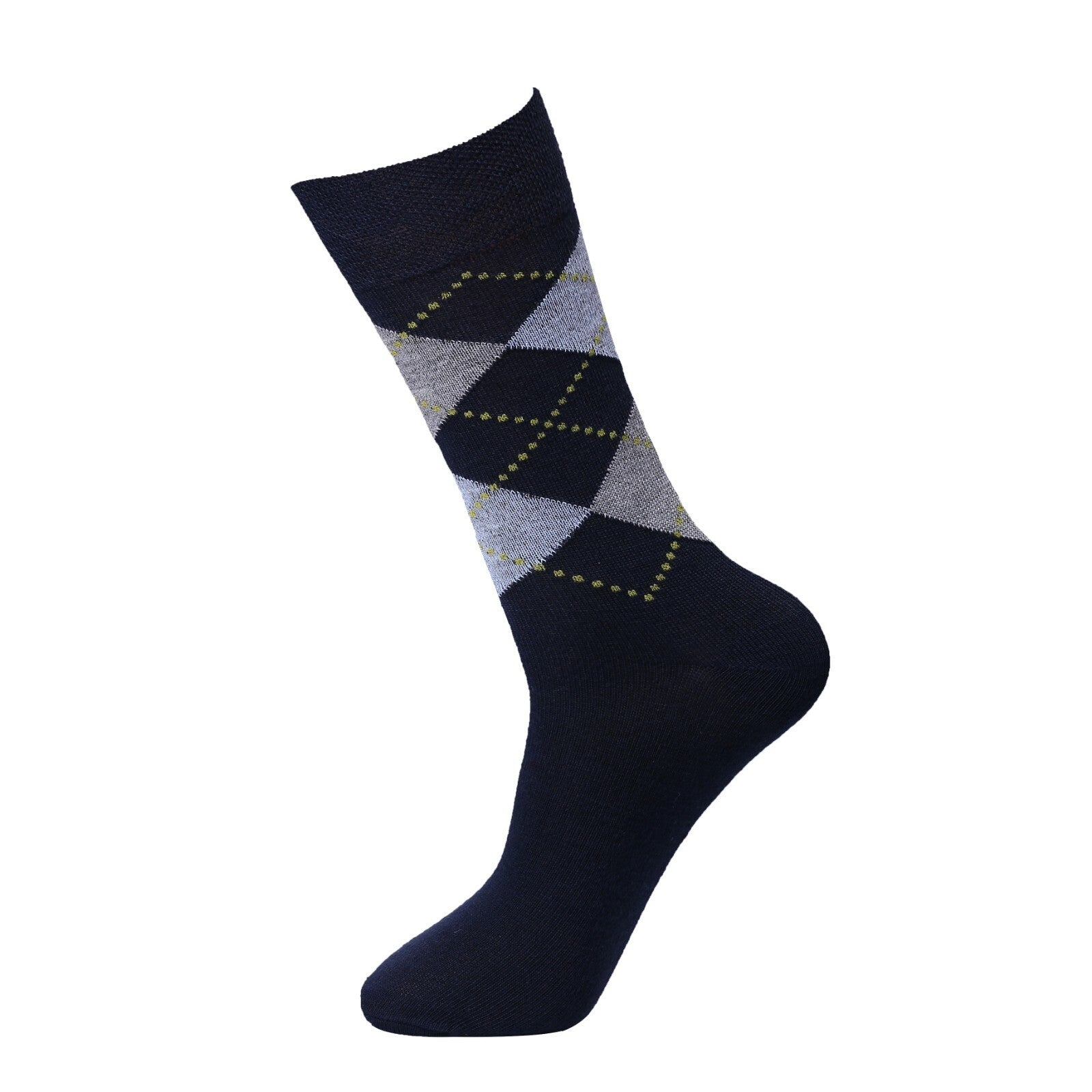 12 Pair Men'S Socks Non Elastic Office Suit Cotton Rich Argyle Diamond Size 6-11