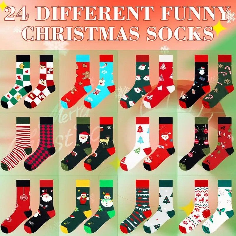 Christmas Sock Advent Calendar 2025 Xmas Countdown Calendar for Adults Men Women